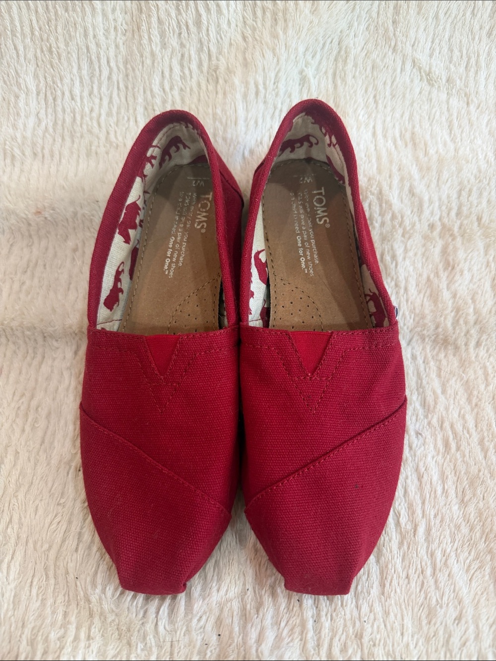 Toms Women's Canvas Slip-On Flats in Red